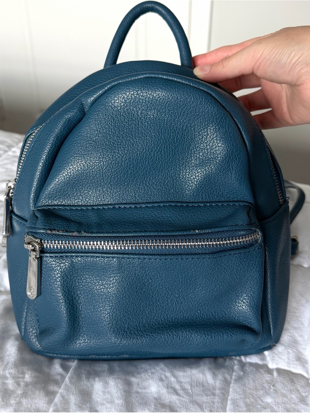 Charlotte Russe Teal Mini Backpack with Silver Hardware